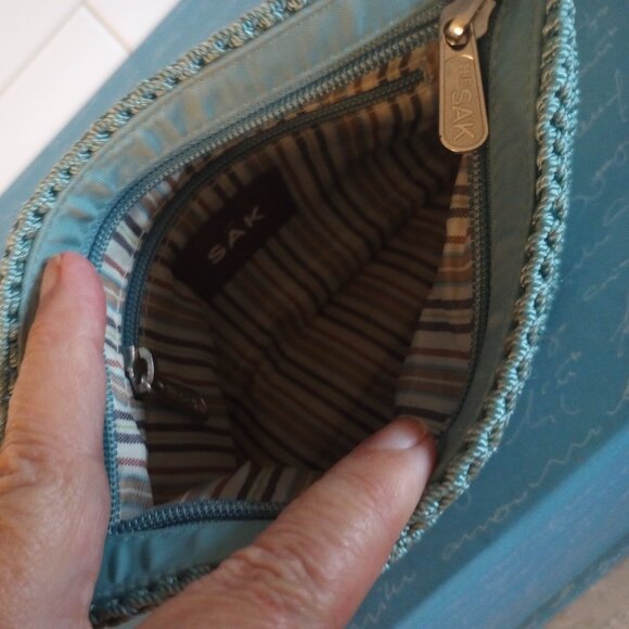 The Sak Small Crochet Knit Shoulder Bag Seafoam Blue - Picture 6 of 6